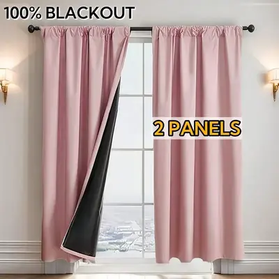 2pcs Blackout Curtains for Small Windows, Rod Pocket Drapes for Bedroom Balcony Living Room, French Luxury Style Fabric Windo...