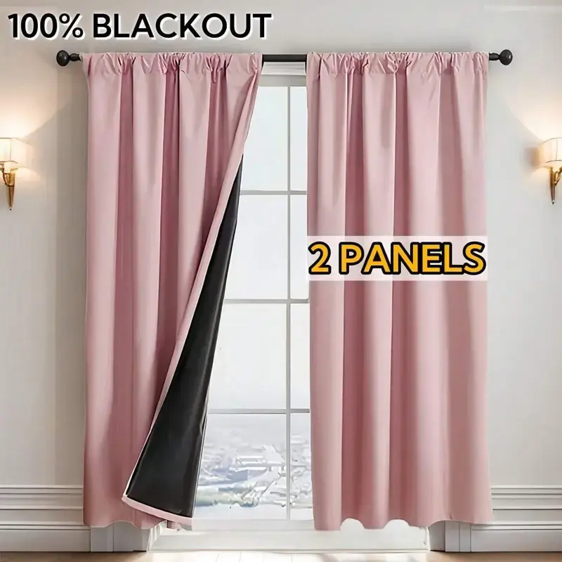 2pcs Blackout Curtains for Small Windows, Rod Pocket Drapes for Bedroom Balcony Living Room, French Luxury Style Fabric Windo...
