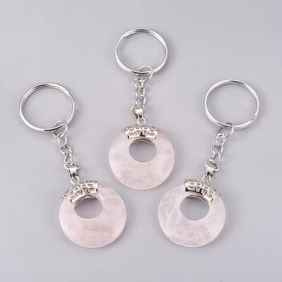 Natural Rose Quartz Keychain