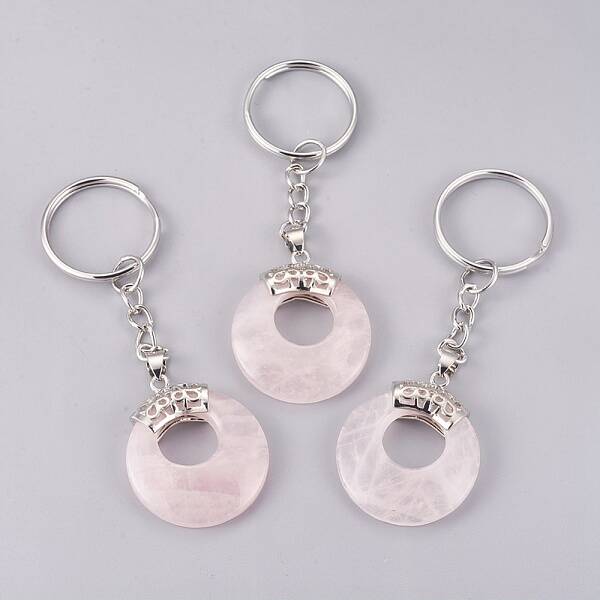 Natural Rose Quartz Keychain