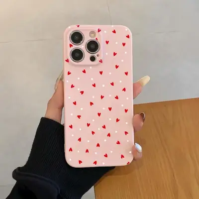 Cute Heart Pattern Phone Case, Decorative Phone Protector Cover, Phone Accessories Compatible with iPhone 11 12 13 14 15 16 P...
