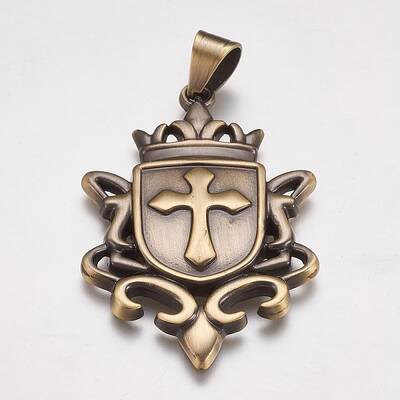 304 Stainless Steel Big Badge Pendants