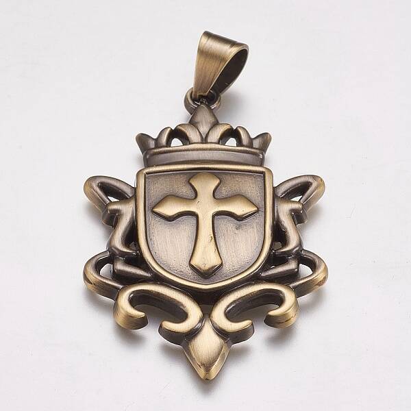 304 Stainless Steel Big Badge Pendants