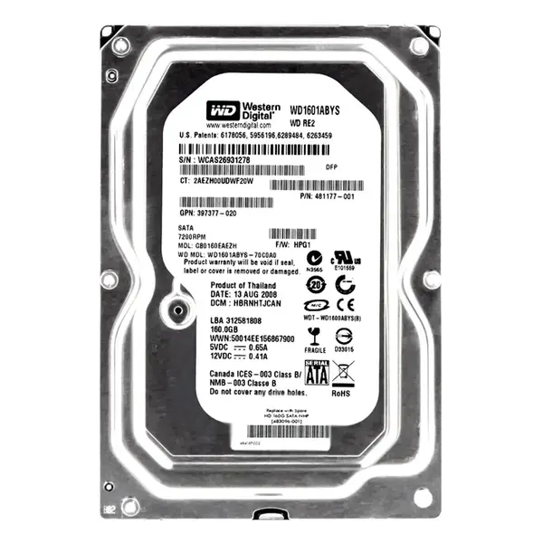 484167-002 HP 160GB 7200RPM SATA 1.5Gb/s 3.5-Inch 8MB Cache Hot Swap Hard Drive