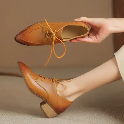 CHIKO Presley Pointy Toe Block Heels Oxfords Shoes