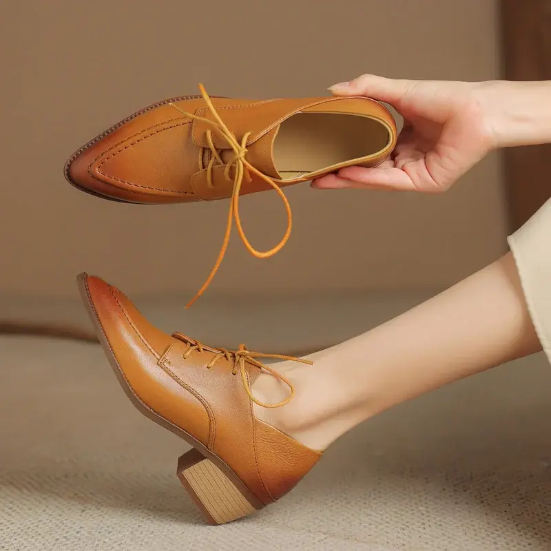 CHIKO Presley Pointy Toe Block Heels Oxfords Shoes