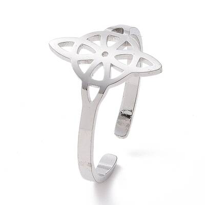 Non-Tarnish 304 Stainless Steel Sailor's Knot Open Cuff Ring