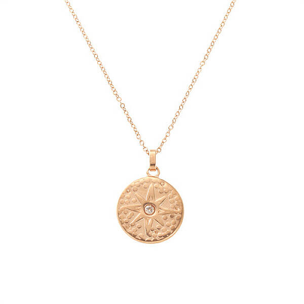 Stainless Steel Rhinestone Pendant Necklace