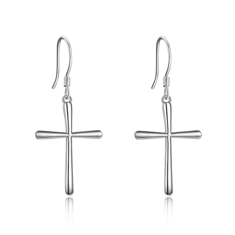 Sterling Silver Cross Drop Earrings