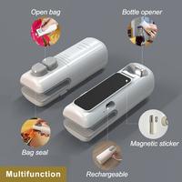 Mini Handheld Sealing Machine,USB rechargeable, 3-in-1 multi-function for sealing, opening bag, open bottle cap