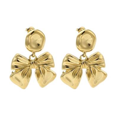 304 Stainless Steel Bowknot Stud Earrings for Women