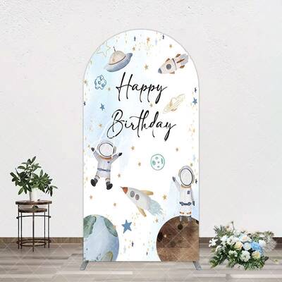Aperturee Blue White Galaxy Astronaut Birthday Arch Backdrop, 1.6X4FT(0.5X1.2M), 38.18 USD, arch backdrop kit, GZH0F653-A