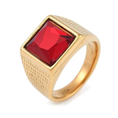 Square 304 Stainless Steel Glass Finger Rings