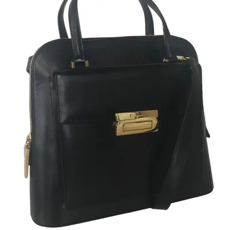 Pre-owned FERRAGAMO Leather Tote Bags Salvatore Handbag/Shoulder Bag Gold Metal Leather