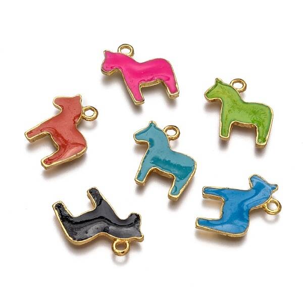 Alloy Enamel Animal Horse Pendants