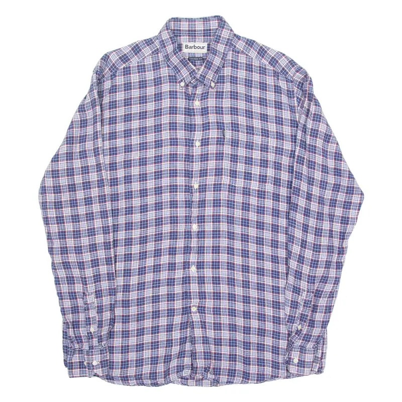 BARBOUR Tailored Fit Mens Shirt Blue Check Long Sleeve XL