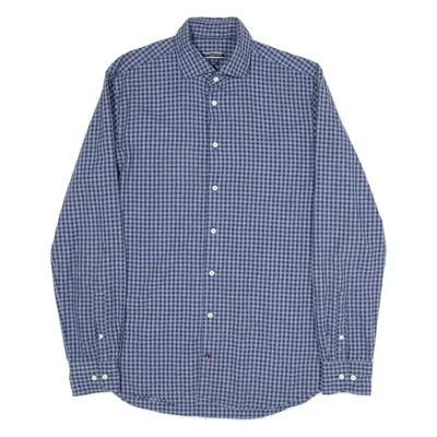TOMMY HILFIGER Tailored Mens Shirt Blue Gingham Long Sleeve L