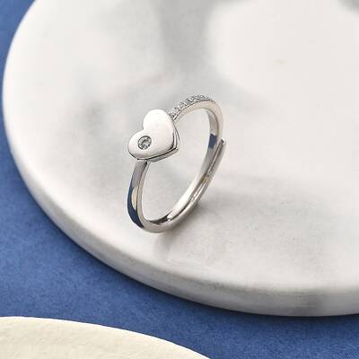 Brass Micro Pave Cubic Zirconia Adjustable Finger Rings for Women