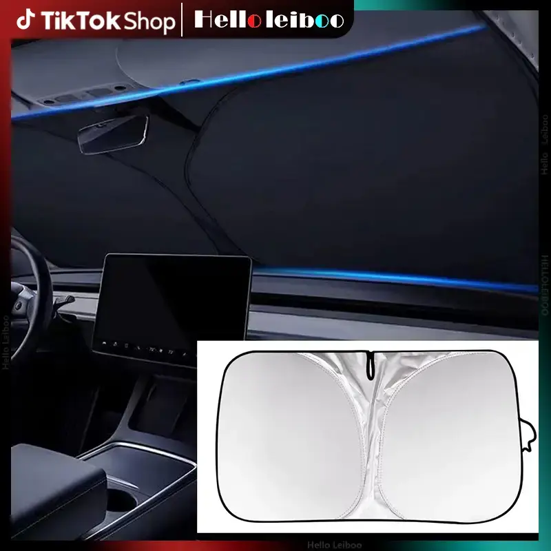 LEIBOO Car Windshield Sun Visor - Brand new titanium silver material, super heat insulation, foldable windshield sunshade, su...