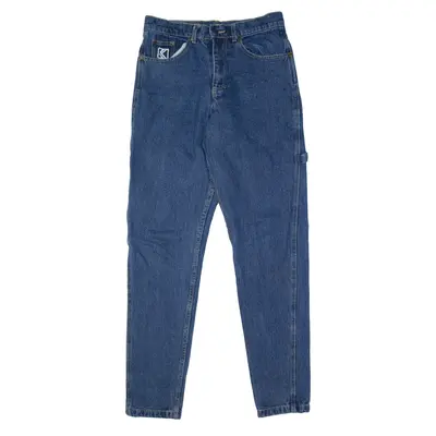 KARL KANI Carpenter Embroidered Logo Jeans Blue Denim Regular Tapered Womens W30 L31