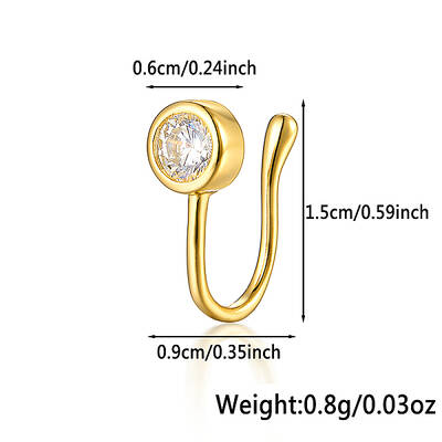 925 Sterling Silver Pave Clear Cubic Zirconia Flat Round Nose Rings