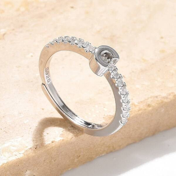 S925 Sterling Silver Adjustable Letter Rings for Women