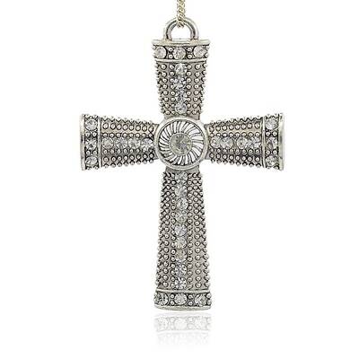 Tibetan Style Alloy Rhinestone Claddagh Cross Big Pendants