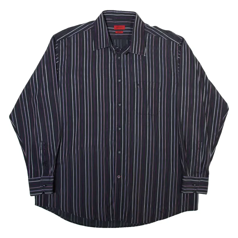 PIERRE CARDIN Mens Shirt Grey Striped Long Sleeve 3XL