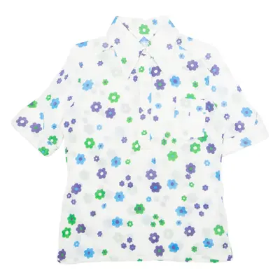 KLEINBERGER Womens Printed Shirt White Collared Floral M