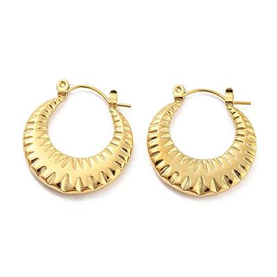 Texture Ring 304 Stainless Steel Hoop Earrings for Women