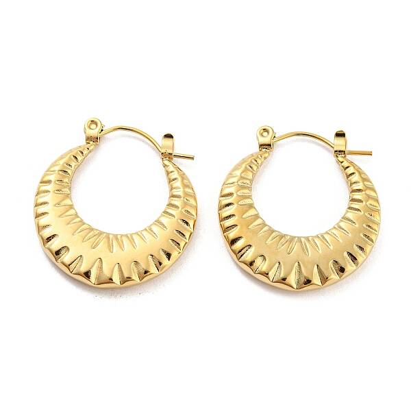 Texture Ring 304 Stainless Steel Hoop Earrings for Women