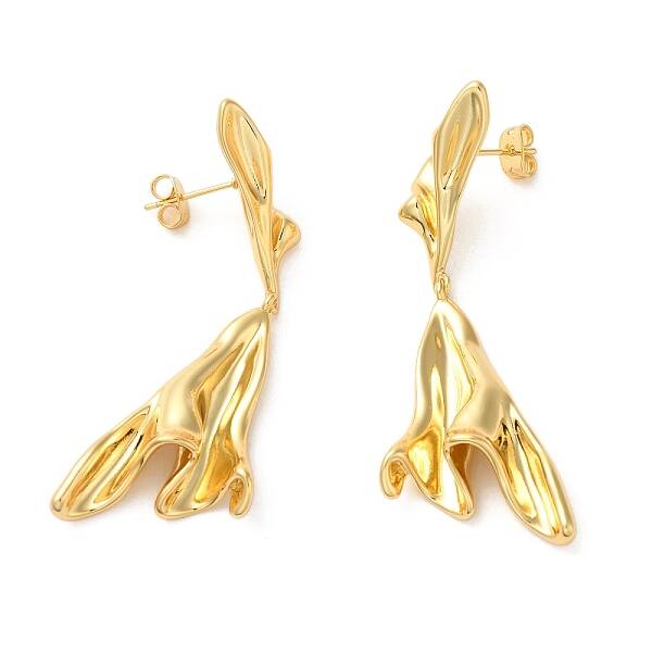 Twist Brass Dangle Stud Earrings