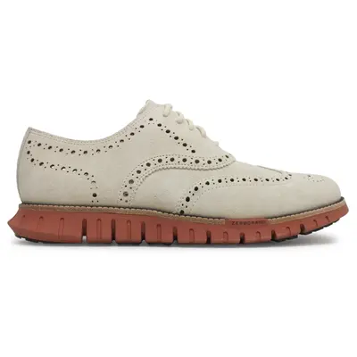 Cole Haan Zerogrand Remastered Unlined Wingtip Suede Men's Comfort Shoes - Whitecap Gray Redwood - Size:US 12 Men