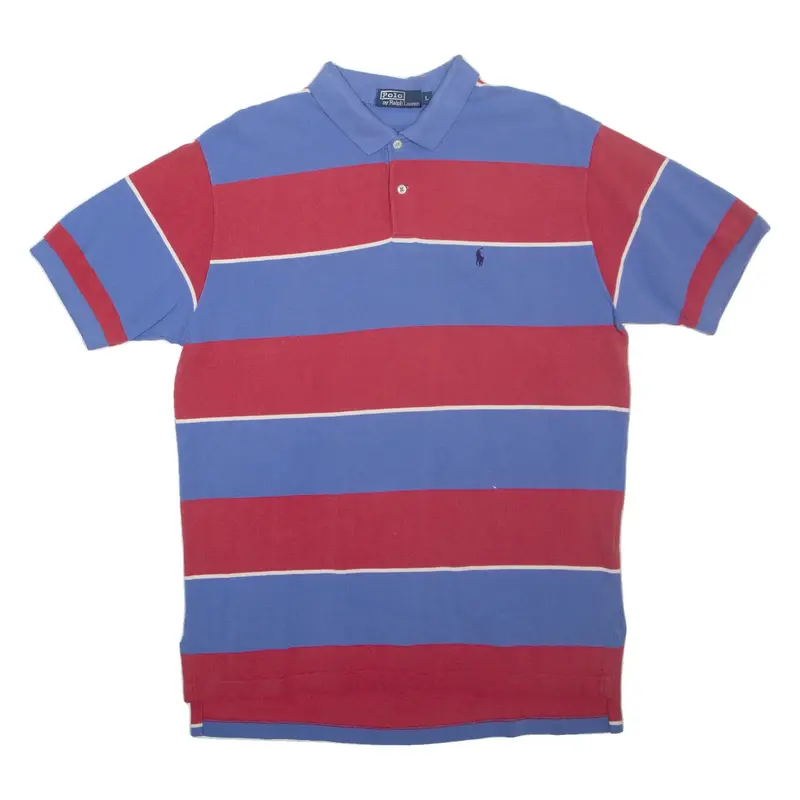 POLO RALPH LAUREN Mens Polo Shirt Blue Striped L