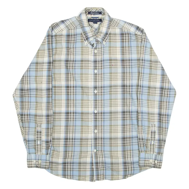 TOMMY HILFIGER Mens Shirt Blue Check Long Sleeve M