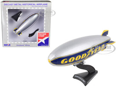 Goodyear Blimp Silver Metallic with Blue and Yellow Graphics #1 in Tires 1/350 Diecast Model Airplane by Postage Stamp