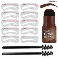 Eyebrow Stamp Set, 13pcs/set Eyebrow Stamp with 2 Brushes & 10 Stencils, Women's Adjustable Eyebrow Shaping Stamp Set, Eye Ma...