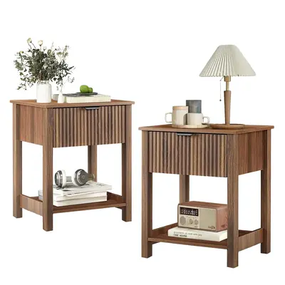 Giratree 2 Pcs Nightstand, Side Table with Drawer Modern End Table with Storage Accent Bedside Farmhouse Tables Accent Table ...