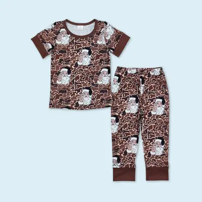 Camouflage Santa kids baby boys Christmas clothes set