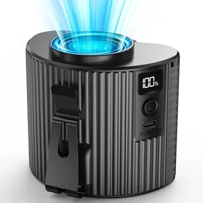 Portable Waist Clip Fan, Rechargeable Battery Powered Hand Free Waist Fan for Travel Hiking Fishing Jobsite