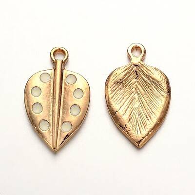 Light Gold Plated Alloy Enamel Leaf Pendants