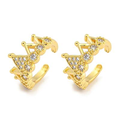 Brass Micro Pave Clear Cubic Zirconia Cuff Earrings
