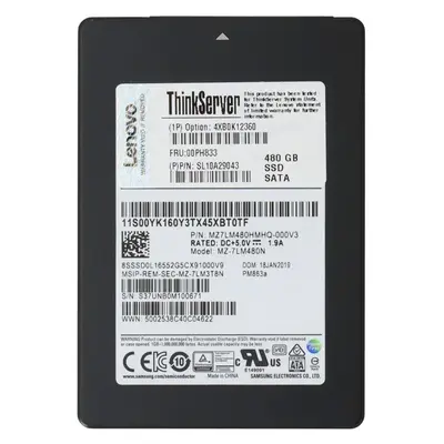 4XB0K12360 Lenovo 480GB TLC SATA 6Gb/s Hot Swap Enterprise Entry 3.5-inch Internal Solid State Drive