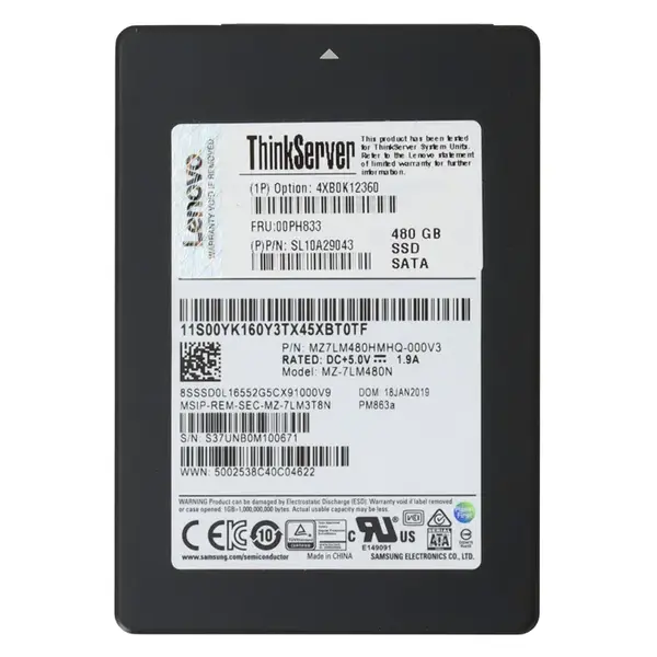 4XB0K12360 Lenovo 480GB TLC SATA 6Gb/s Hot Swap Enterprise Entry 3.5-inch Internal Solid State Drive