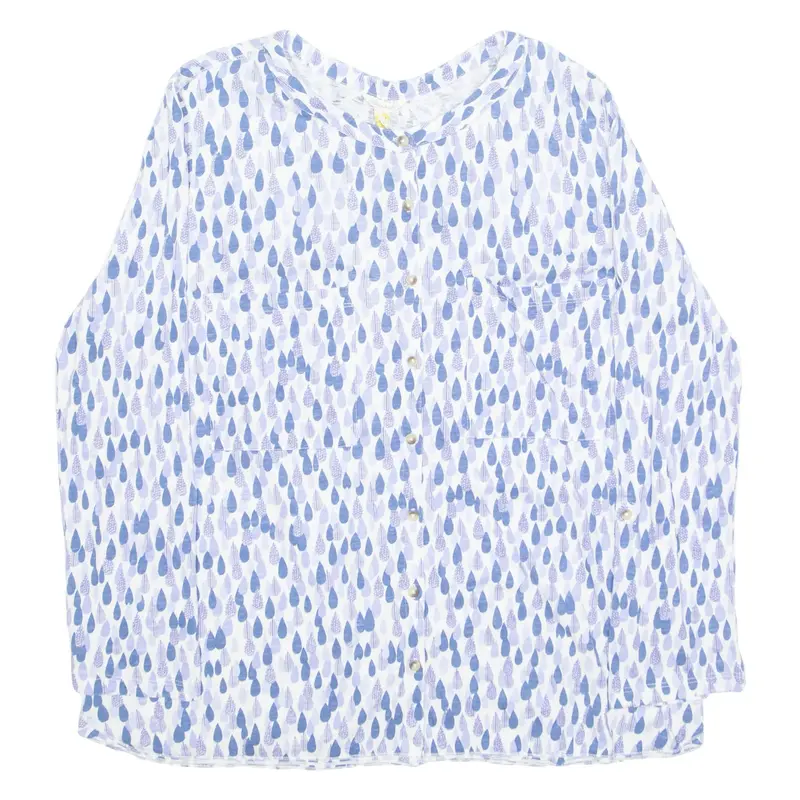 WHITE STUFF Womens Printed Shirt Blue Long Sleeve Crazy Pattern UK 18