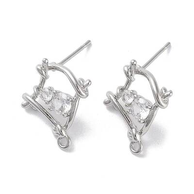 Brass Micro Pave Cubic Zirconia Stud Earring Findings