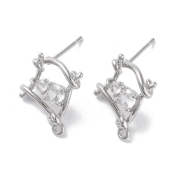 Brass Micro Pave Cubic Zirconia Stud Earring Findings