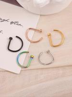 Punk Stainless Steel Nose Ring (5pcs), Fashion Nose Rings, D-shaped Fake Nose Ring, Body Jewelry for Septum and Nose Clip, Tr...