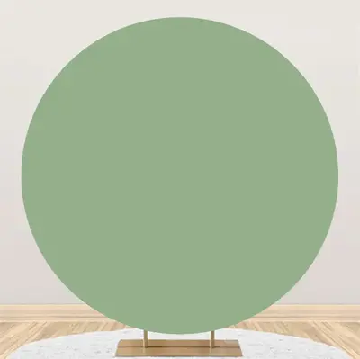 Solid Light Green Simple Round Backdrop For Birthday - Aperturee