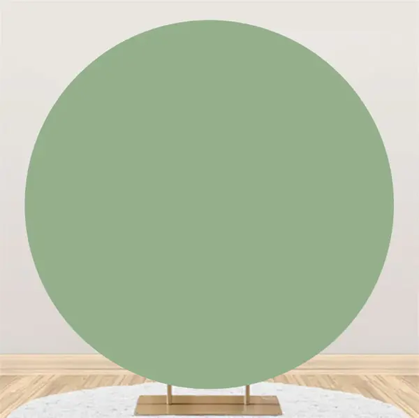 Solid Light Green Simple Round Backdrop For Birthday - Aperturee